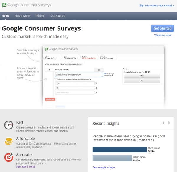 google consumer surveys home